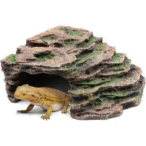 Large Reptile  Shale Scape Step Ledge, Reptile Cave Hideout, Bearded Dragons Accessories, Basking Rocks for Bearded Dragons