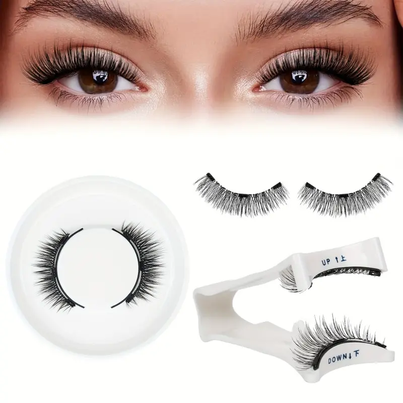 3D Magnetic Eyelash Set with Applicator Clip, Glue-Free and Alcohol-Free False Lashes, Easy-to-Use Synthetic Lashes for a Natural Look, Comfortable Reusable DIY Eyelash Extensions Magnetic Eyelashes Kit