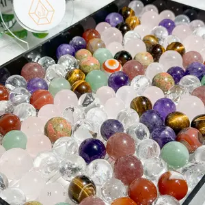 [Video Order] 1 Count Mini Crystal Sphere/Size: measure around 1.5cm~2 cm/Material:Clear Quartz,Rose Quartz,Amethyst,Smoky Quartz,Tiger Eye and so on