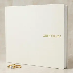 Beautiful Linen Wedding Guest Book for Your Wedding Reception - Simply Elegant Guestbook to Sign in and Add Polaroid Photos - Perfect for Baby Shower and Addition to Your Big Day