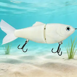 glass minnow SwimShad Glide Baits Jointed Swimbait Bass Pike Salmon Trout Muskie Fishing LureDurable Big Belly Glide Bait with Fur Tail Fishing Tackle Artificial Hard Baits Saltwater Fishing Lures