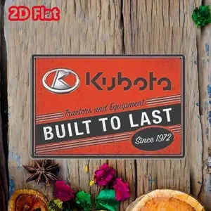 2D Aluminum Decorative Painting Vintage Style Kubota Tractors Metal Poster Sign for Farm Equipment Tools Yard Sign Wall Sign
