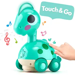 Crawling Dinosaur Toy Touch & Go Musical Light Infant Dino Crawling Toys Baby Toys 6-12 Months Tummy Time Toy 0-6 Month for 1 Year Old Boy Girl Brithday Gift Universal Wheels Gross Motor Skills Play