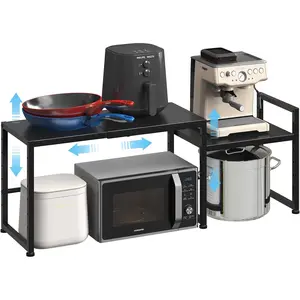 Expandable Metal Storage Shelves  Heavy Duty Shelving Units Adjustable Utility Organization Storage Rack For Kitchen Cabinet Closet Garage Pantry