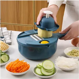 Multifunctional Vegetable Chopper 9-In-1, Large Capacity Potato Slicer/shredder/slicer/dicer, Kitchen Vegetable Slicer, Vegetable Cutter, Veggie Chopper, Stainless Steel Blade Manual Food Processor, Kitchen Gadgets