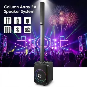 Portable Array PA DJ Speaker System w/ 12" Subwoofer, Bluetooth 5.0, Rechargeable Battery, Built-in Mixer, for Outdoor Wedding, Church, Party