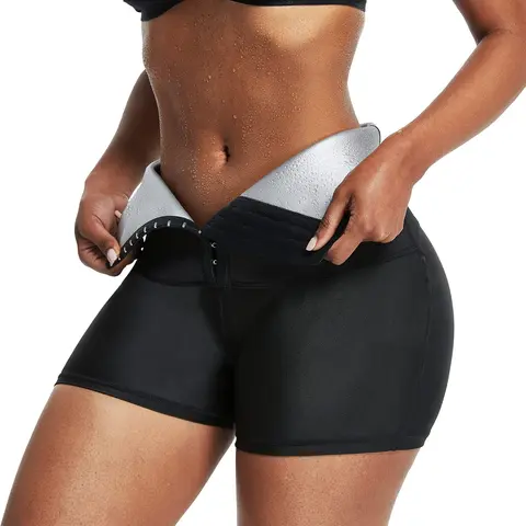 Women's High-Rise Thermal Sweat Enhancer Leg Shaping Shorts - Slim-Fit Compression Waist Trainer, Everyday Activewear Workout Underwear for Running, Yoga