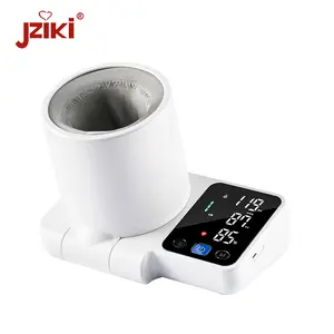 JZIKI ZK-B883 Arm Barrel Electronic Blood Pressure Monitor Digital BP Monitor Tonometer Movable English Voice Broadcast Heart Rate Detection with Large LED Screen 99 * 2 Memory for Home Use