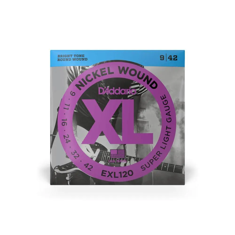 D'Addario XL Nickel Wound Electric Guitar Strings - High Carbon Steel Core, Nickel-Plated Steel Wrap, Bright Versatile Tone, Super Light Gauge (9-42), Ideal for Musical Performances, All Ages