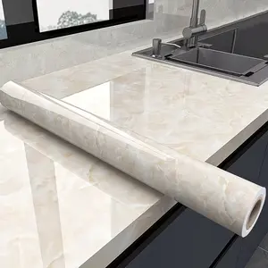 Kitchen waterproof and oil-proof adhesive wallpaper, marble pattern, for stove, cabinets, tabletop, furniture color change and renovation wall cladding