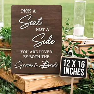 Pick A Seat Not A Side DIY Wedding Sign - Rustic Wedding Signs For Ceremony, Wedding Reception Decor