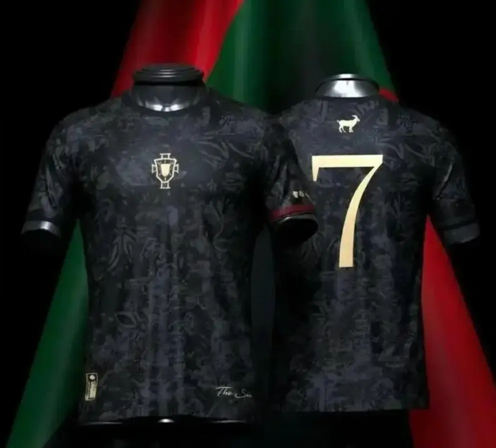 Portugal Red/black Soccer Jersey #CR7siu Premium Fan Edition Breathable Football Shirt WC 2026 trending for summer, Football Fan Shirt
