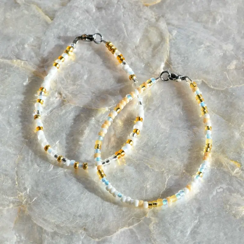 Dainty Seed Bead Bracelet, Waterproof, Stainless Steel Seed Bead Jewelry, Multi-Color Bracelet, Summer Anklet, Colorful Beaded Jewelry, 3mm Beads