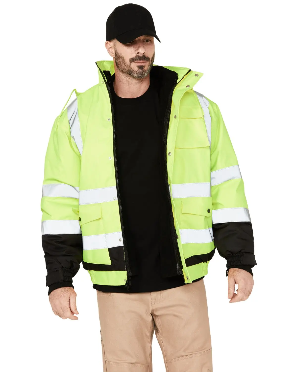 Hawx Men's Men'S 3-In-1 High Visibility Bomber Jacket Tall - Hhvfa2401-Ylw-Tll