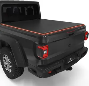 5 FT Soft Tri-fold Truck Bed Tonneau Cover Compatible with 2020-2025 Jeep Gladiator Trail Rail Bed, Reflective Strip Style
