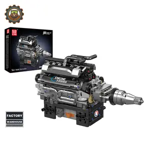 Motorised V12 Engine Building Kit, 733 Precision Seamless Blocks, ABS Plastic Construction, Classic Novelty Building Toy for Ages 12+