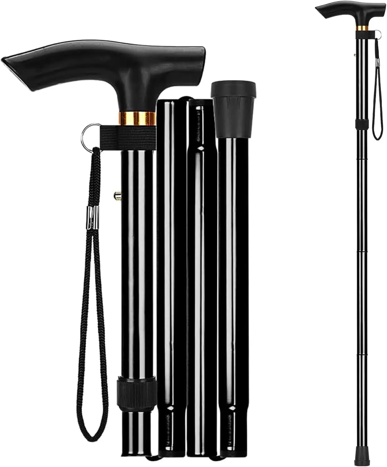 Summer Spring Gift Walking Cane, Folding Cane for Man & Women, Portable Lightweight | 5-Level Adjustable Height, Collapsible Cane for Seniors Balancing Mobility Aid