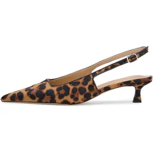 Pointed Toe Slingback Kitten Heels for Women Low Heel Pointed Toe Pumps Formal Dress Shoes Sling Back Heels Summer Sandal Footwear Classic Footwear Rubber Casual Girl Leopard