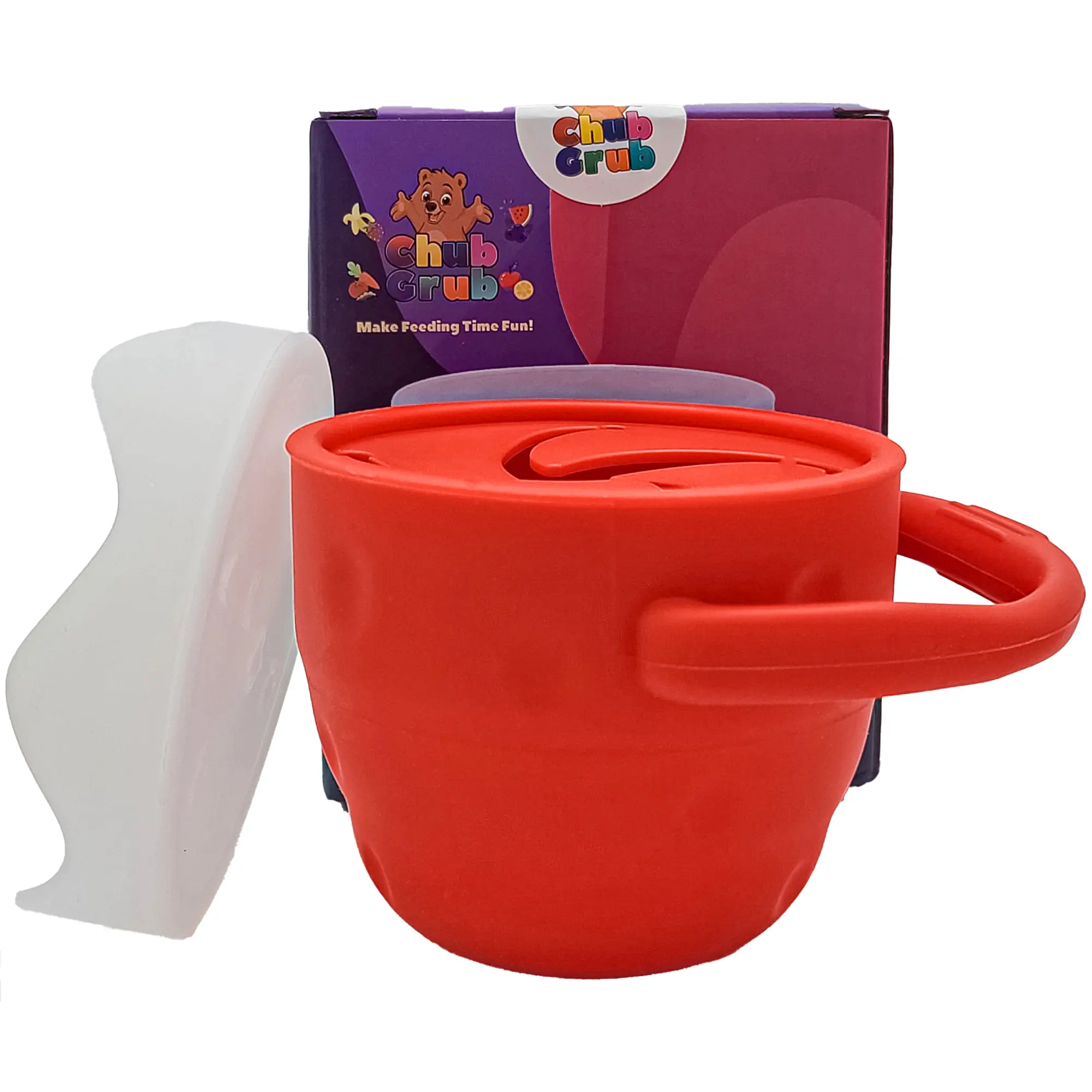 Chub Grub Strawberry Snack Cup - No Spill Design - Foldable Cup for On-The-Go Snacks - BPA-Free