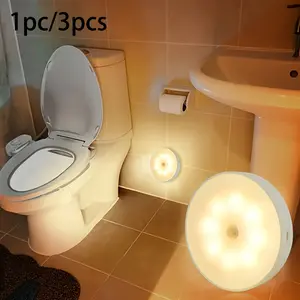 1pc/3pcs Induction LED Light, Wireless Installation, USB Charging Light, Human Body Induction Automatic Switch (Night Mode), LED Light Source, Suitable for Bed, Corridor, Kitchen, Living Room, Bedroom And Other Places of Decorative Night Light
