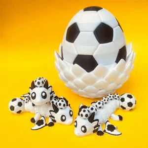 Soccer Dragon & Egg Fantasy Desk Decoration – Cute Football-Themed Dragon Display, Perfect Gift for Him, Kids & Sports Fans, Birthday & Valentine