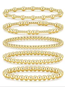 Women's Waterproof Bracelet Set, Adjustable Stackable Beaded Ball Chain Jewelry Gift, Elegant Ladies Accessory, Multilayered Bangles