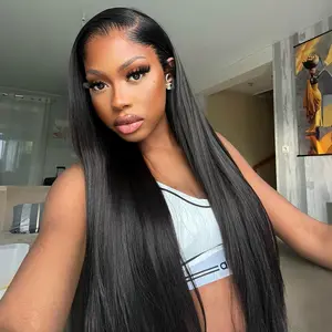 [Long Hair] OQHAIR Made of 100% Unprocessed Brazilian Human Virgin Hair Straight Wig 13x6 Virgin Human Hair Lace Front Wigs Preplucked Wigs
