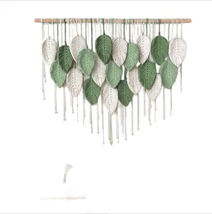 Handwoven Boho Macrame Leaf Wall Hanging - Bohemian Hangable Home Decor for Room Decoration