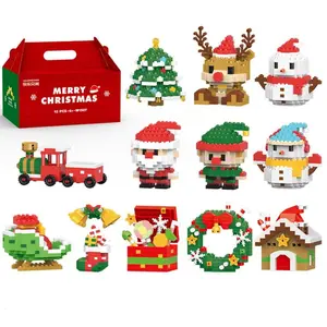Christmas Themed Building Blocks for Home Decoration, 12 Box Desktop DIY Decoration, Bedroom Accessories, Assembled As Birthday Gifts