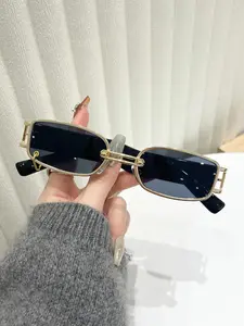 Unisex Simple Style Square Frame Sunglasses, Trendy Casual Sunglasses for Everyday Use, Stylish Glasses, Modern Fashion Accessories for Outdoor Activities