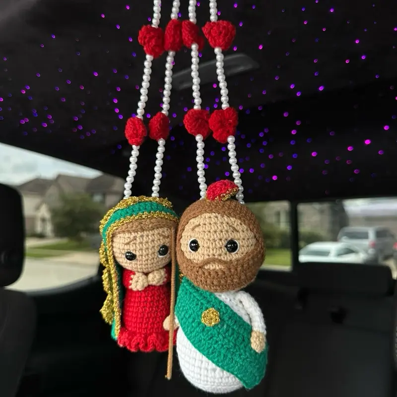 Handmade Crochet Rosary Car Hangers