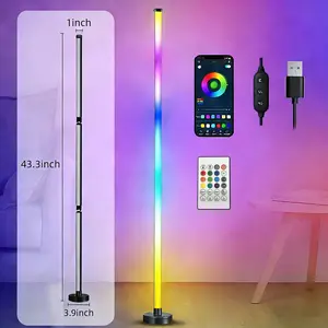 RGBIC Floor Lamp Basic, LED Corner Lamp Works with Alexa, 1000 Lumen Smart Modern Floor Lamp with Music Sync and 16 Million DIY Colors, Color Changing Standing Lamp for Bedroom Living Room Black