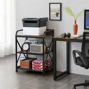 3 Tier Large Printer Stand, Rolling Printer Cart for Home Office, 23.6 x15.8 x 31.1 Inch Printer Table with Adjustable Storage Shelves, Mobile Rolling Printer Shredder Cart