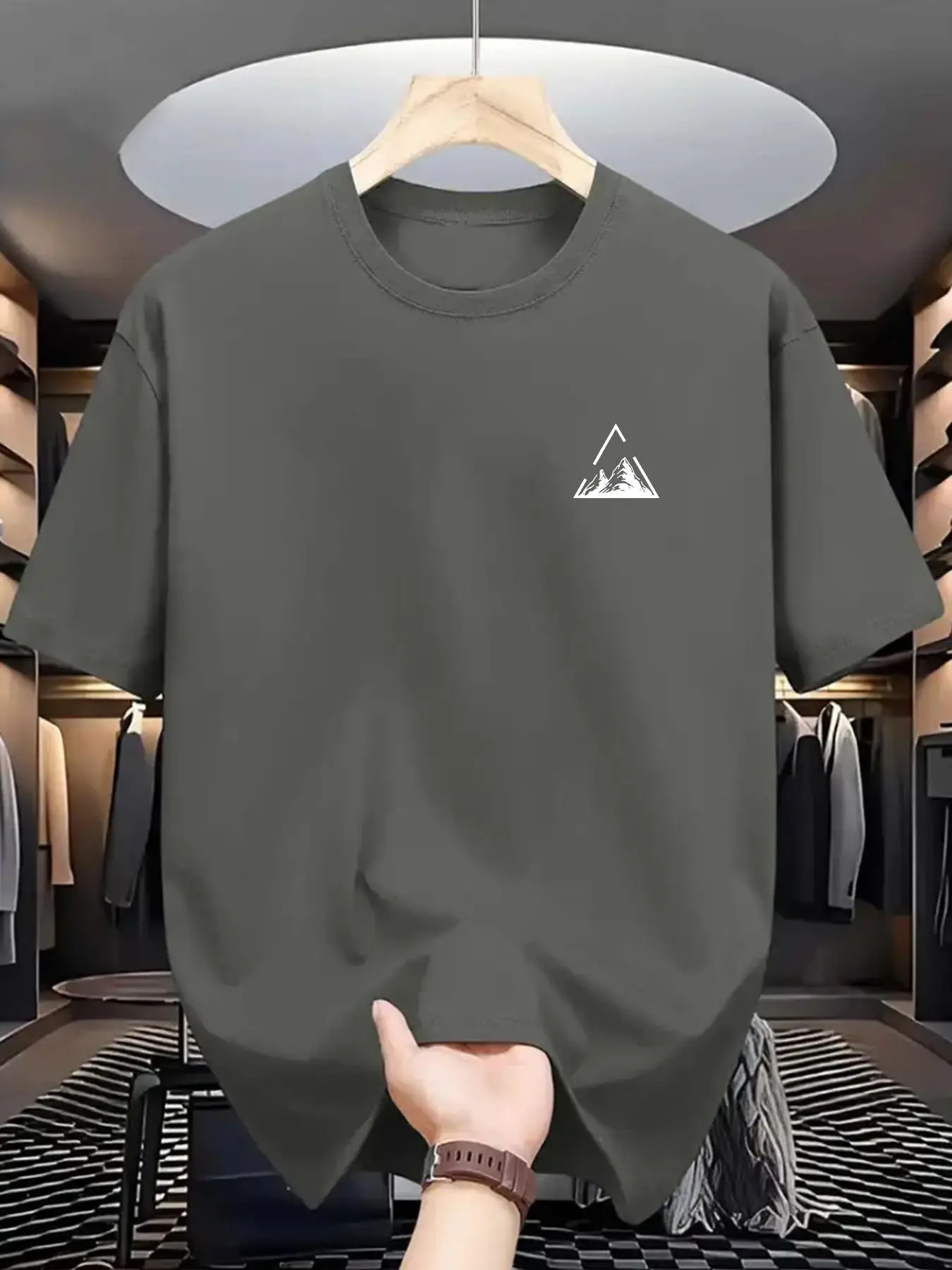 Men's Regular Fit Mountain Print Round Neck Graphic Tee, Casual Short Sleeve T-shirt for Summer, Graphic Tees, Men's Shortsleeve Top for Daily Wear, M