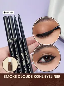 SHEGLAM Smoke Clouds Kohl Eyeliner – Jet Set Black Kajal, Intense Smooth Glide Eye Pencil, Long-Lasting Smoky Eye Makeup