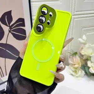 S26 Ultra S25 S24 S23 Magnetic Glossy Hard Case - Military-Grade Shockproof Slim Fit Cover with Kickstand, Camera Protection Anti-Scratch Bumper Case, Solid Color