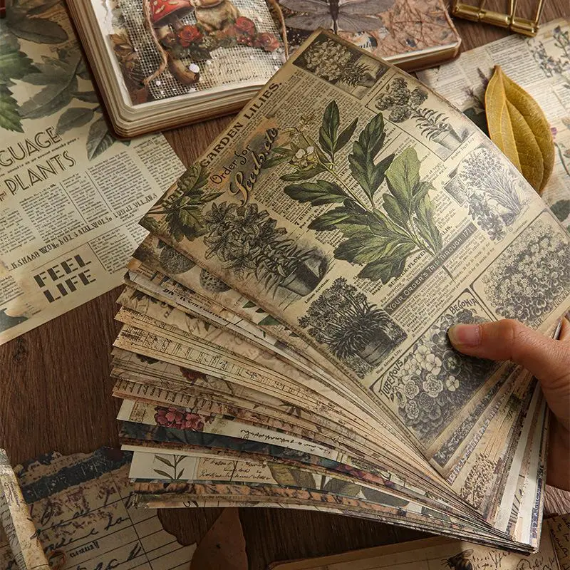 120 pcs Vintage Style Paper DIY Handmade Notebook Background Material, Scrapbook Materials, Scrapbooking Supplies, Crafts, Kraft Paper Aged Effect, Perfect for Scrapbooking and Journaling Projects