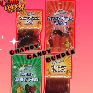 Chamoy Candy Bundle with Chamoy Peach Rings, Chamoy Gummy Worms, Chamoy Straws, Chamoy Gummy Bears Snack Kit Treat Bundle
