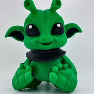 Jumbo Baby Alien Articulated Flexi 3D Print Green Character with Black Accents and Big Eyes
