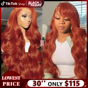 Bling Hair Body Wave 13x4 Lace Frontal Wig Light Reddish Brown Human Hair Colored Wig Pre Plucked 13X6 Lace Human Hair Wigs Light Reddish Brown Wigs for Black Woman TikTokShopBlackFriday
