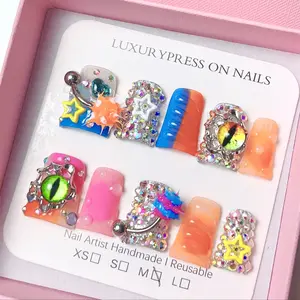 10Pcs Handmade Glitter Base French Tip Press on Nails Kit Long Duck Red Line Art Modern Elegant Minimalist Korea Style Fresh Design Chic French Style Neutral Classical Cute Kawaii Creative Glossy Finish Shimmery Obreme Glittering Fake Nails