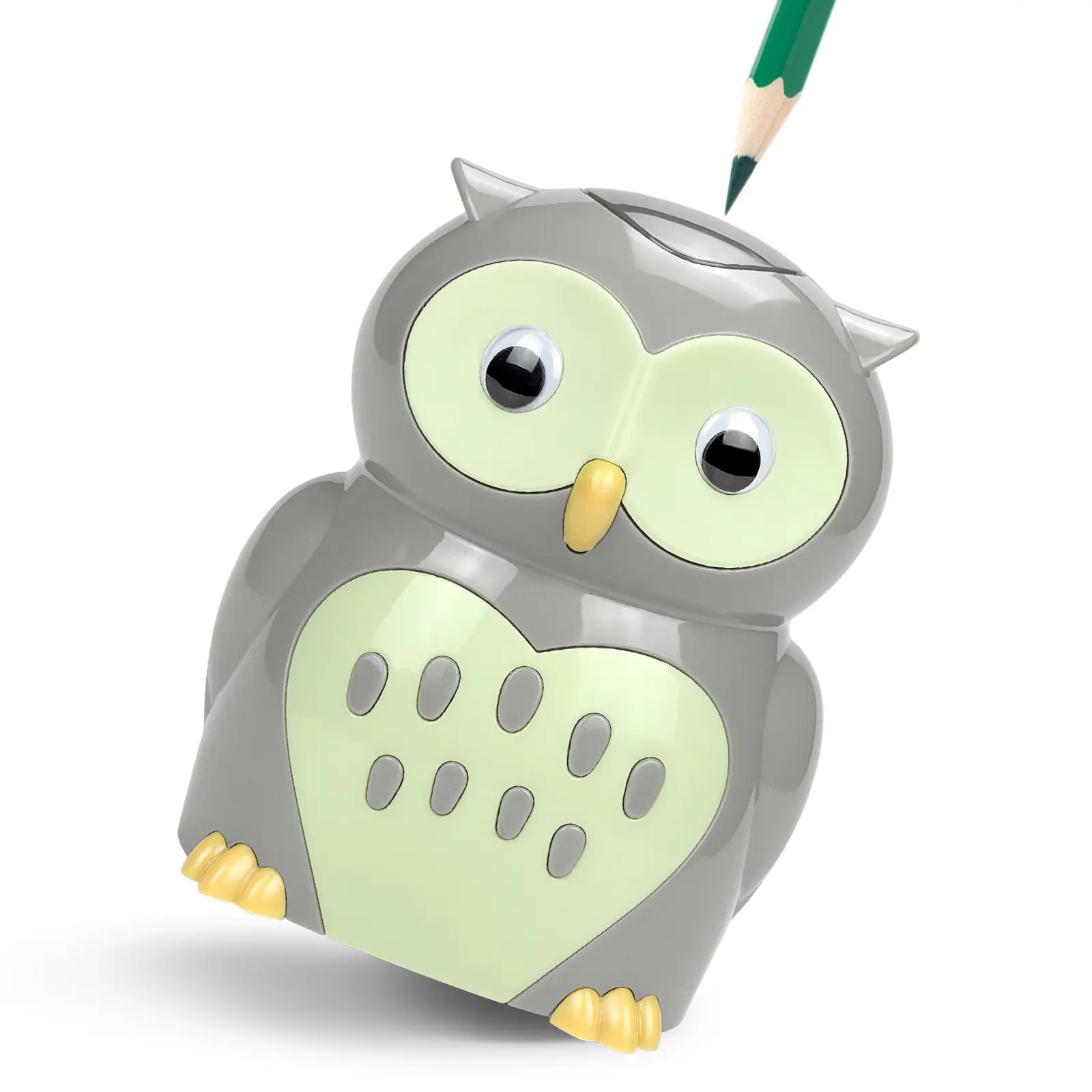 Cute Owl Electric Pencil Sharpener, Battery Powered, Fits 6-8mm Pencils, Auto Stop, Large Capacity Tray, for Classroom & Office & Home Use