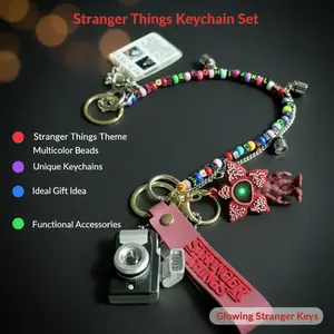 Stranger Things Bag Chain Pendant Clothing Accessory Bead Necklace Camera Accessory Glowing Keychain Carnivorous Plant Keychain Will's Frame Keychain