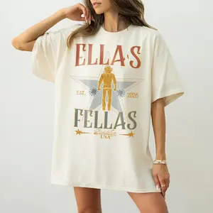 [Sale up to 50%] [Free Ship] Ella's Fellas Shirt, Retro Western Cowboy T-Shirt, Vintage Southern Style, Trendy Cowgirl Aesthetic Gift