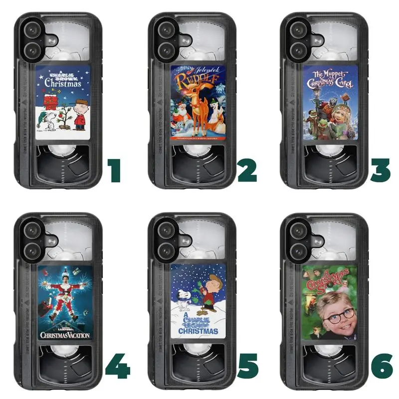 Christmas Movies VHS Phone Case v3 Retro Holiday Film Tape Two-In-One Drop-Resistant Mobile Phone Case Protection, Shockproof For IPhone 17-12, Pro Max, Pro Plus, and Samsung S25 24 23 Safety Case
