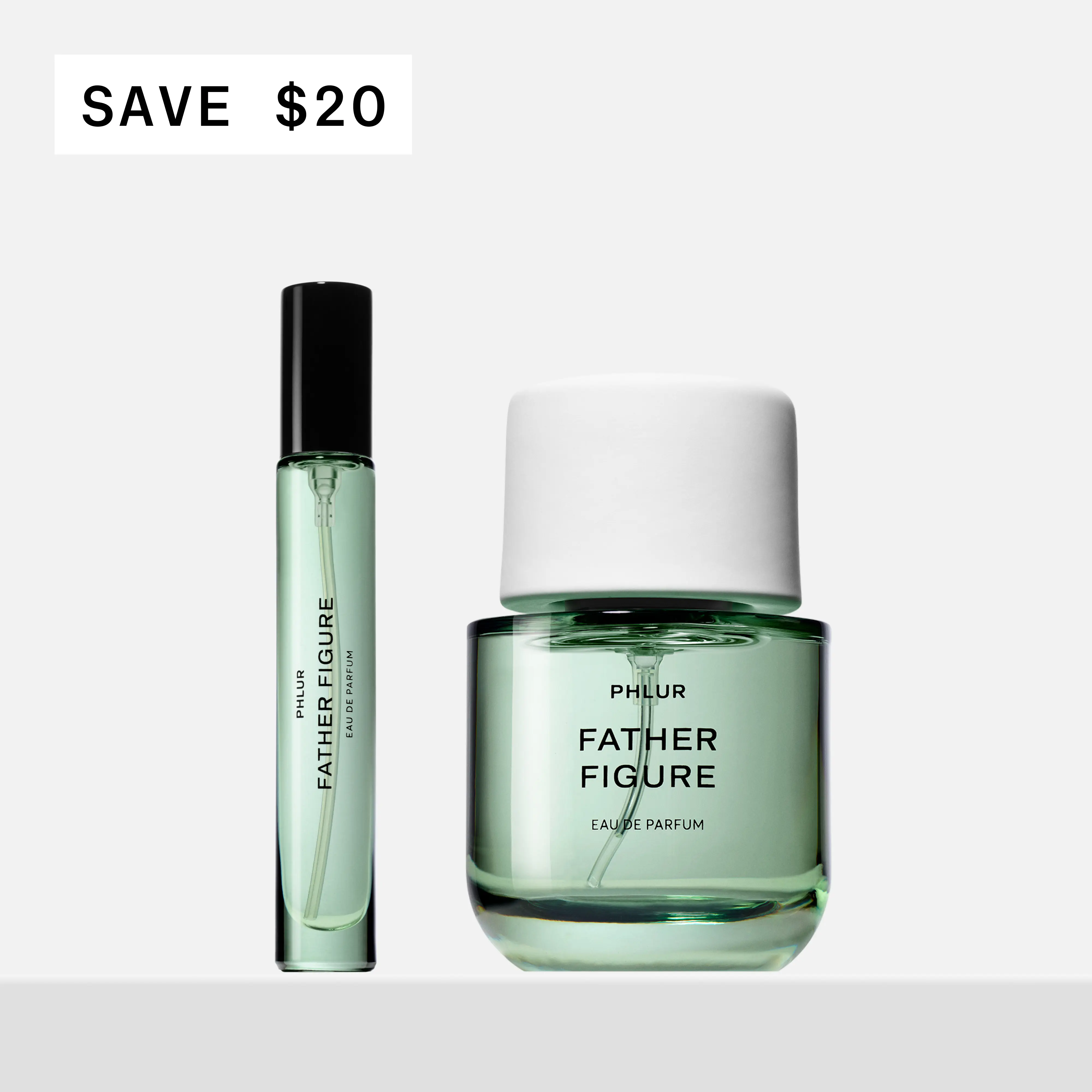 PHLUR Father Figure Eau de Parfum Duet - Full + Travel Size Perfume Set with Fresh Fig, Iris & Sandalwood (50mL + 9.5mL)