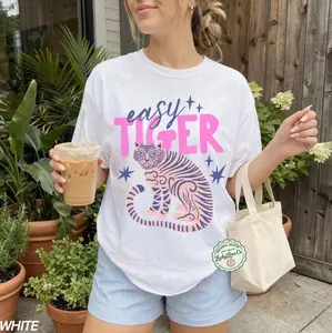 [Sale off up to 50%] Easy Tiger T-Shirt, Retro Tiger Shirt, Tiger Graphic Tee, Trendy Boho Shirt, Cool Tees for Women, Retro Vintage Tiger, Graphic Streetwear T-shirt