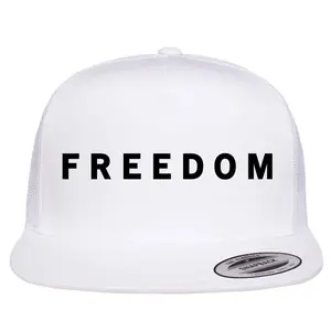 Freedom Charlie Kirk Patriotic Faith Political Awareness USA Christian Faith Flat Bill Trucker Hat White Mesh Snapback