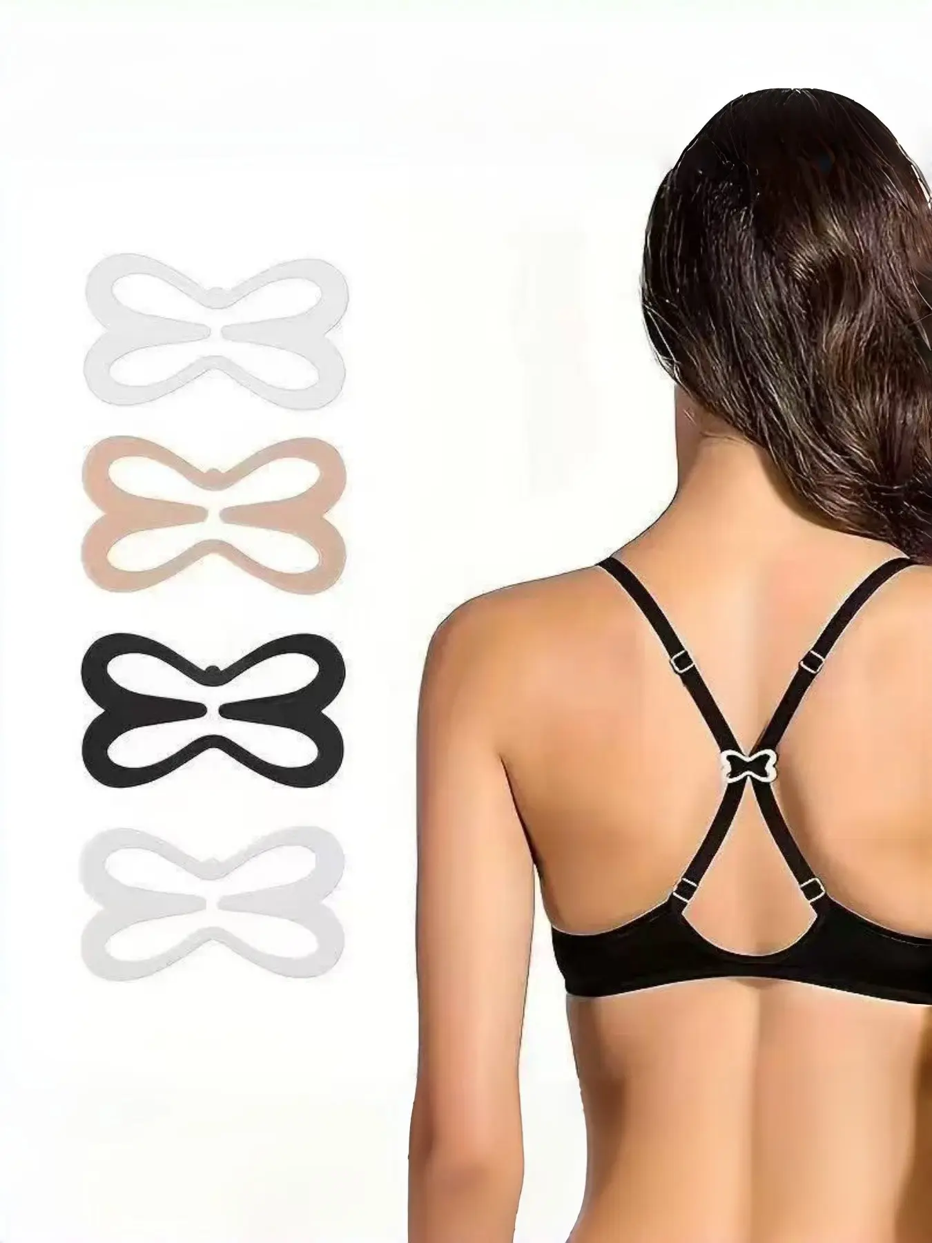 4 Pcs Bra Strap Clips, Lobster Claw Design, Anti-Slip Cross Back Hook, Invisible Chest Support, Adjustable Nipple Covers