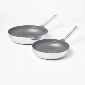 2pc Stainless Steel Ceramic Coated Nonstick Fry pan Set Dark Gray - Figmint 2pc Stainless Steel Ceramic Coated Nonstick Fry pan Set Dark Gray - Figmint